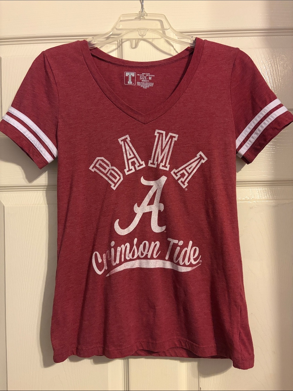 Alabama Crimson Tide 'BAMA' V-Neck Tee - Crimson & White